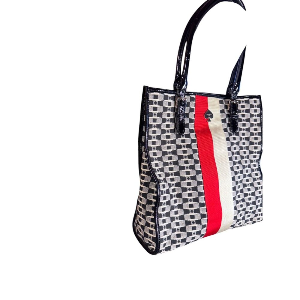 Kate Spade Black and White Shoulder Bag with Red Stripe - Picture 10 of 15